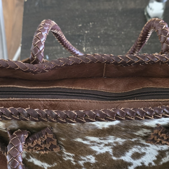 Brown Leather & Cowhide Tote Bag - Picture 4 of 8
